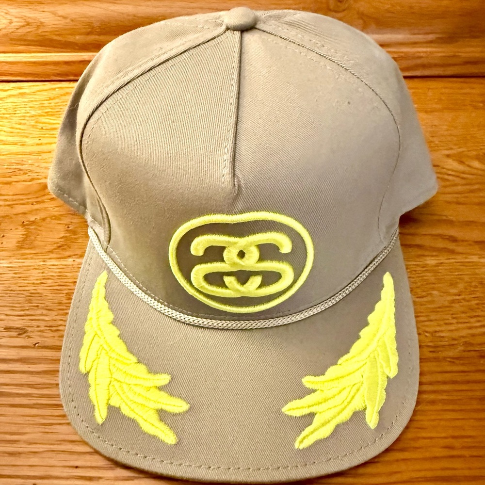 Stussy Gray Cap with Neon yellow Stars! Super Rare from Y2k! Vintage! Brand new!
